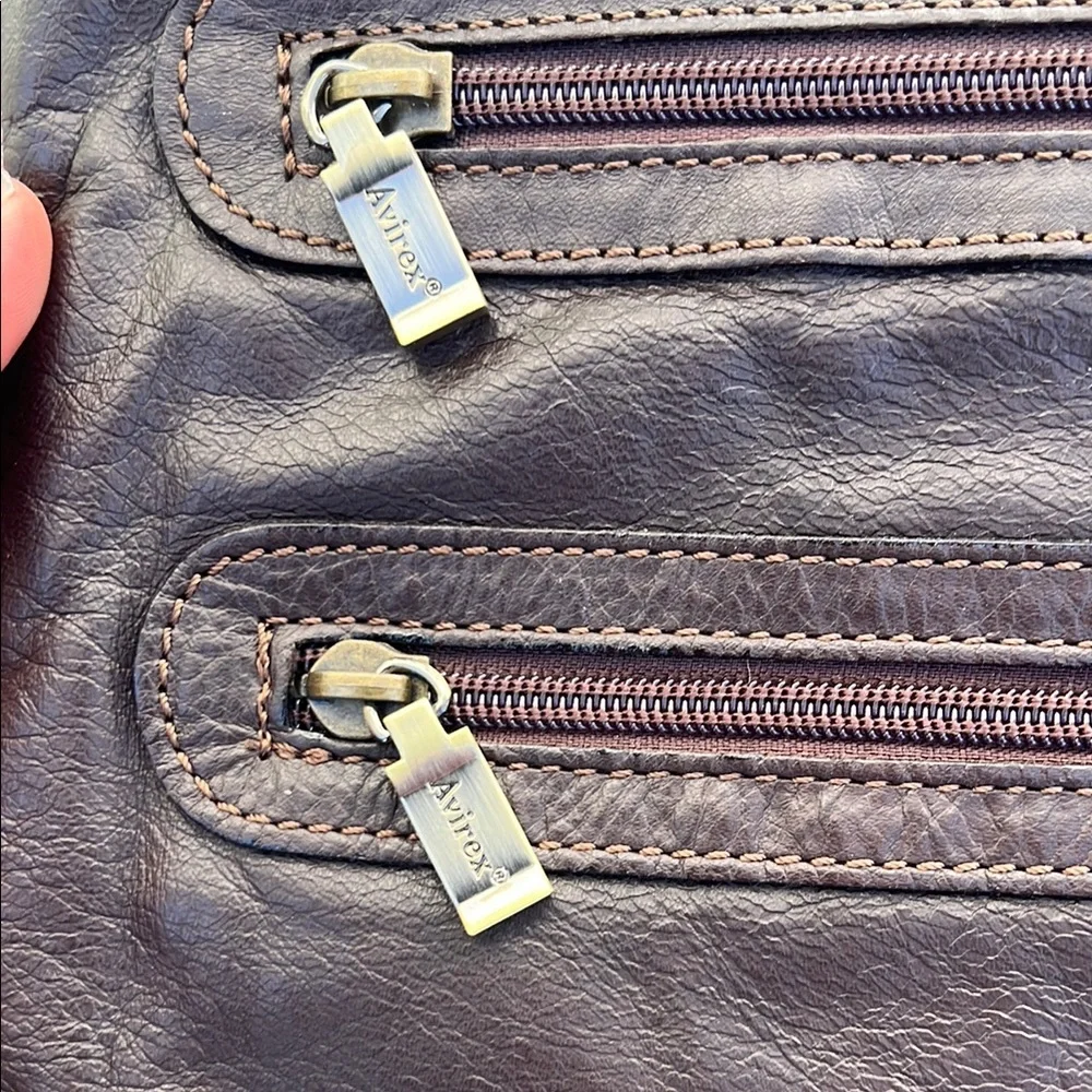 Avirex Brown Leather Crossbody Bag